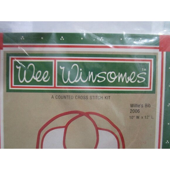 Wee Winsomes Willies Bib Christmas Cross Stitch Kit Elf Puppy Dog 1984 New - Picture 7 of 9